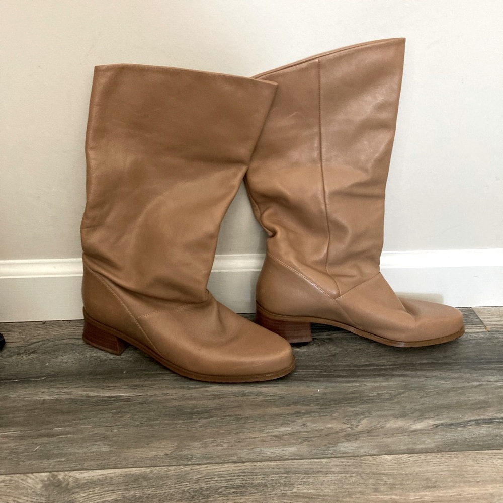 Markon Women Boots SHELLY US 9 M Brown Leather Pull On Mid-Calf Leather